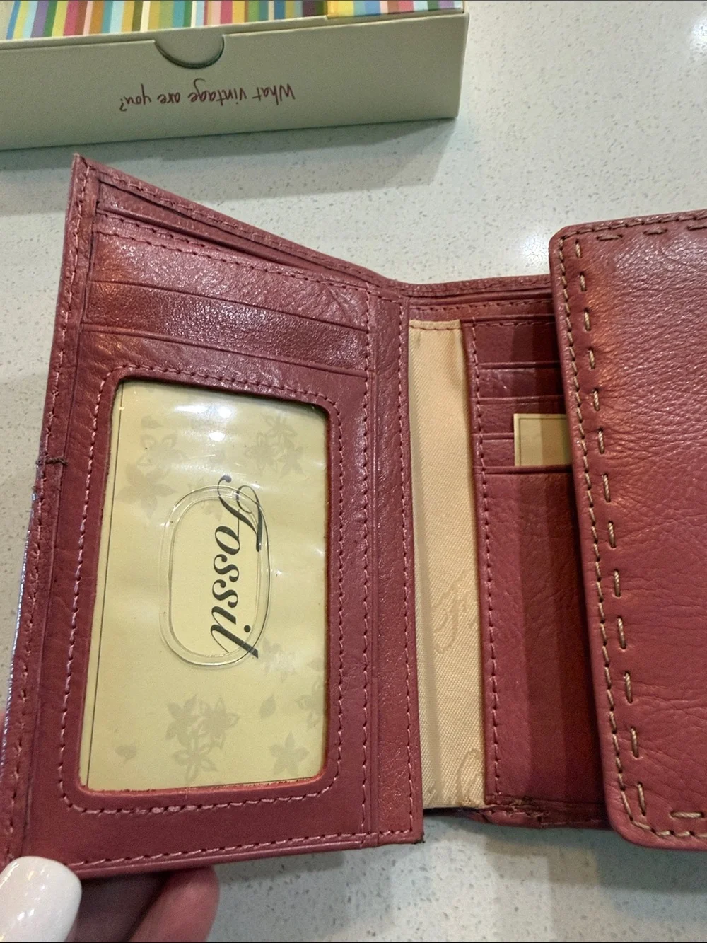 Fossil Women's Rose Pink Leather Trifold Wallet NIB